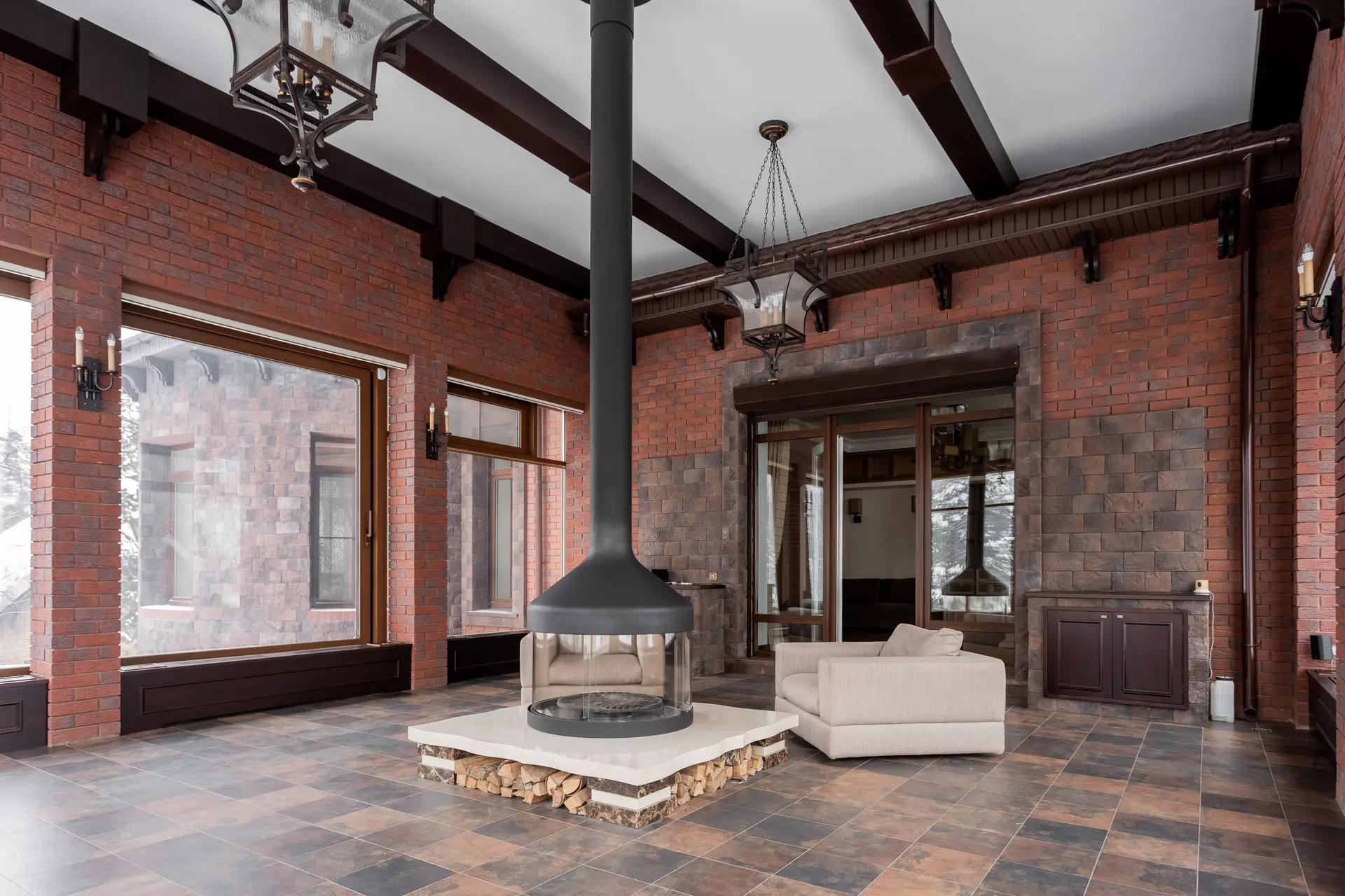 Modern architectural fireplace design in Edmonton home