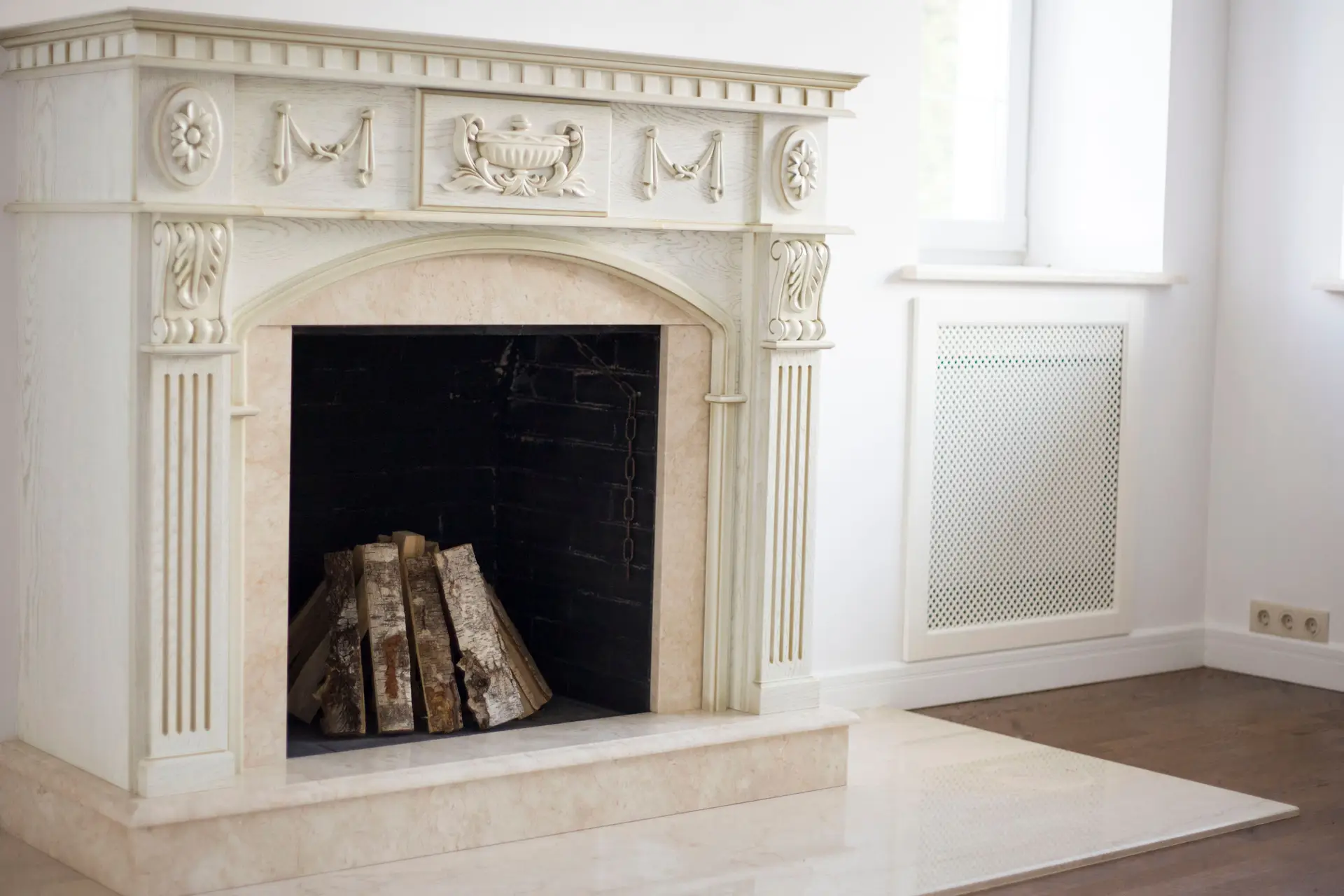 Minimalist White Fireplace
